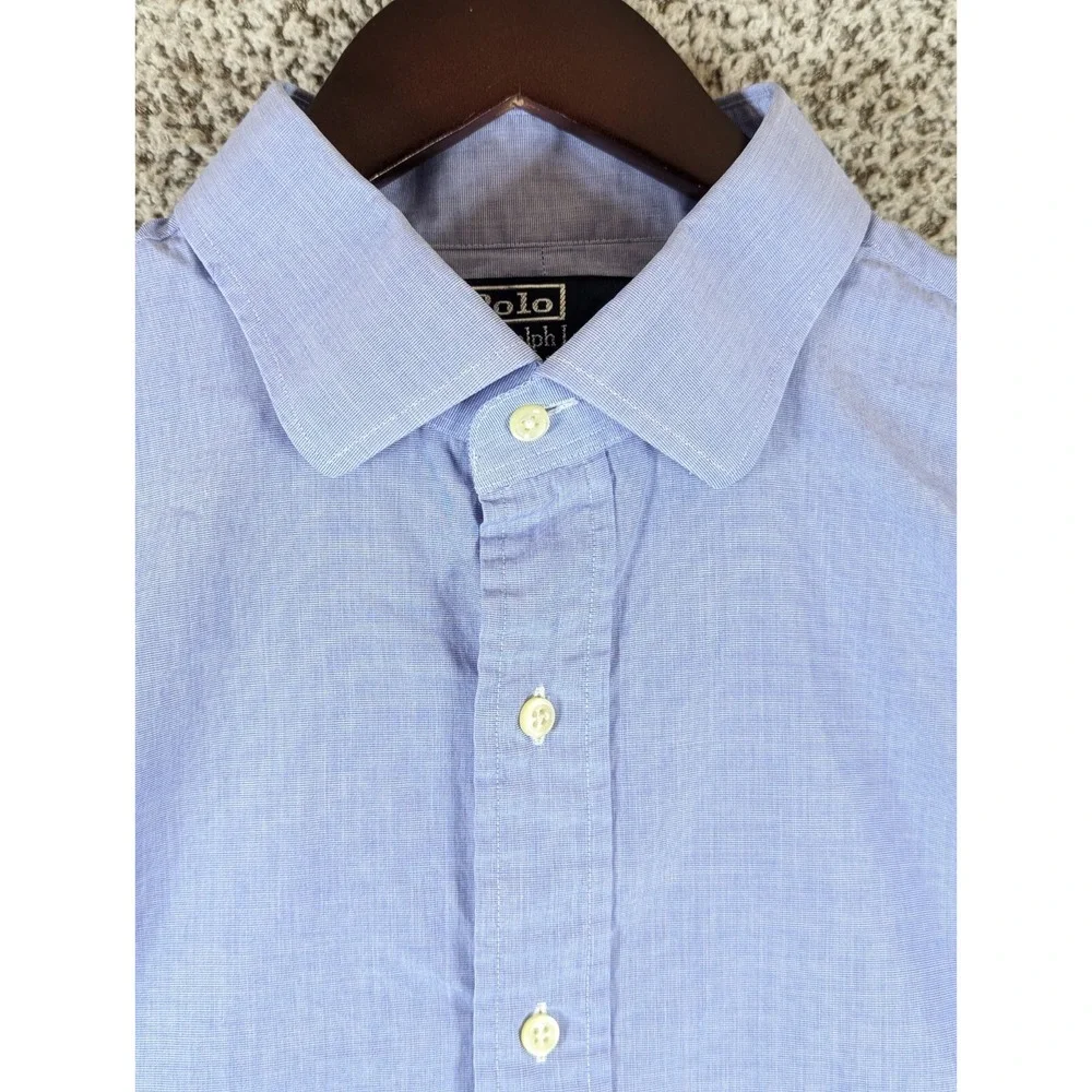 Ralph Lauren‎ Lightweight Button Down Shirt Men's Size 17 32/33 Blue L/S Flaw